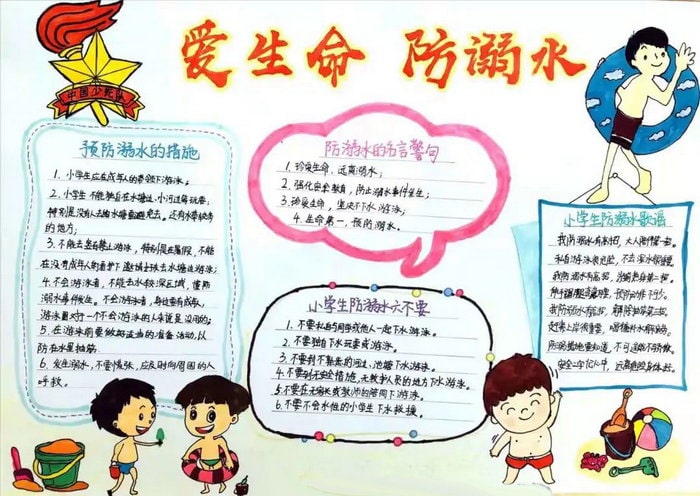 预防溺水手抄报图片简单又漂亮