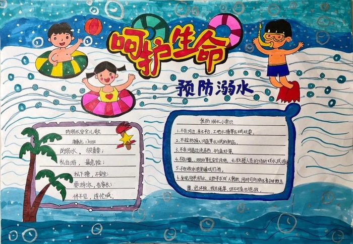 预防溺水手抄报图片简单又漂亮