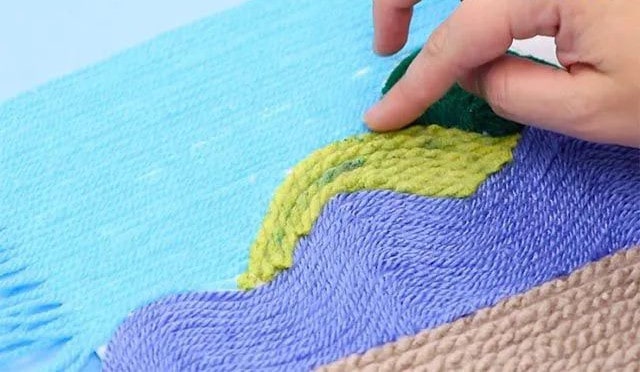 毛线粘贴画风景制作简单精美