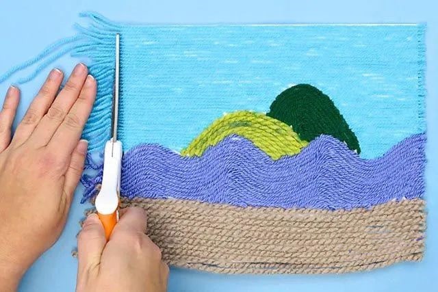 毛线粘贴画风景制作简单精美