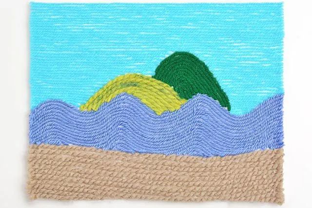 毛线粘贴画风景制作简单精美