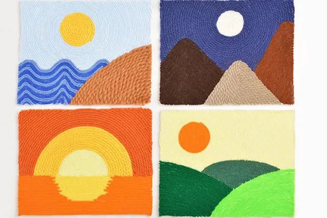 毛线粘贴画风景制作简单精美