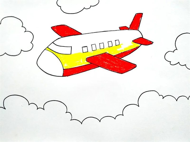 少儿美术课程：多彩线条映衬下的《卡通飞机》