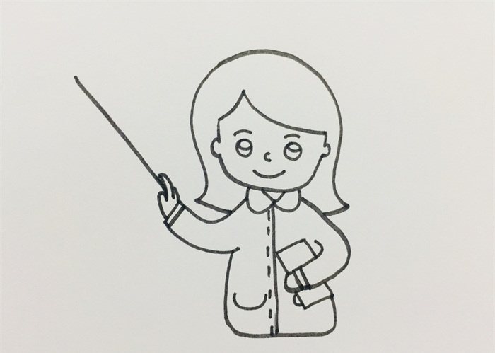 长发女老师简笔画怎么画