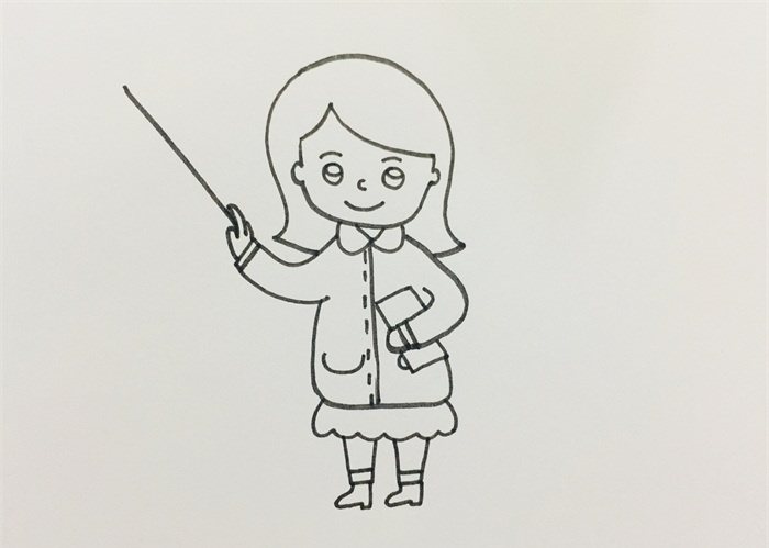 长发女老师简笔画怎么画