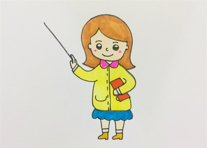 长发女老师简笔画怎么画