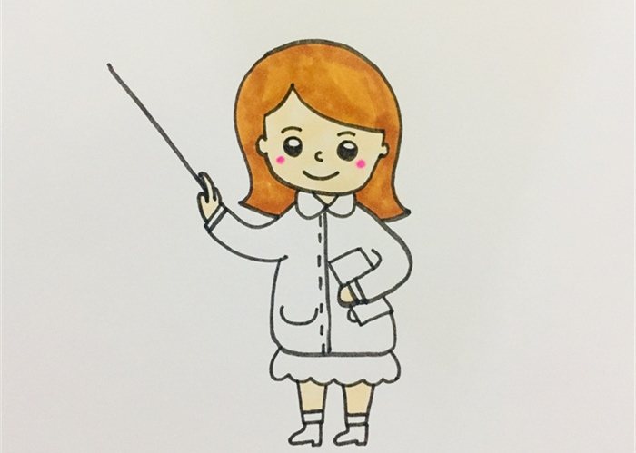 长发女老师简笔画怎么画