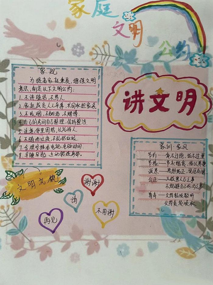 家庭文明公约手抄报图片简单