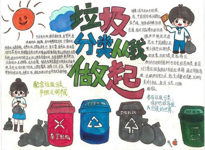垃圾分类我先行手抄报图片及内容简单