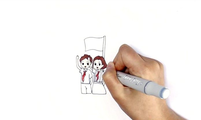 升国旗简笔画怎么画