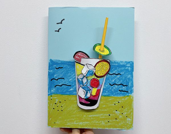 纸贴画手工制作一杯清凉“饮料”