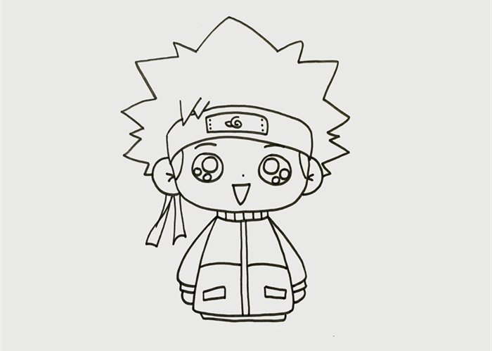 卡通鸣人简笔画怎么画全身