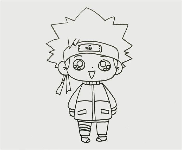 卡通鸣人简笔画怎么画全身