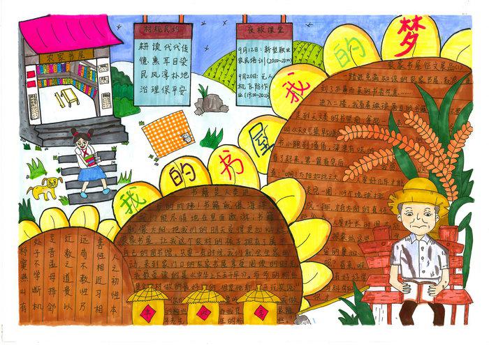 我的书屋我的梦手抄报绘画图片