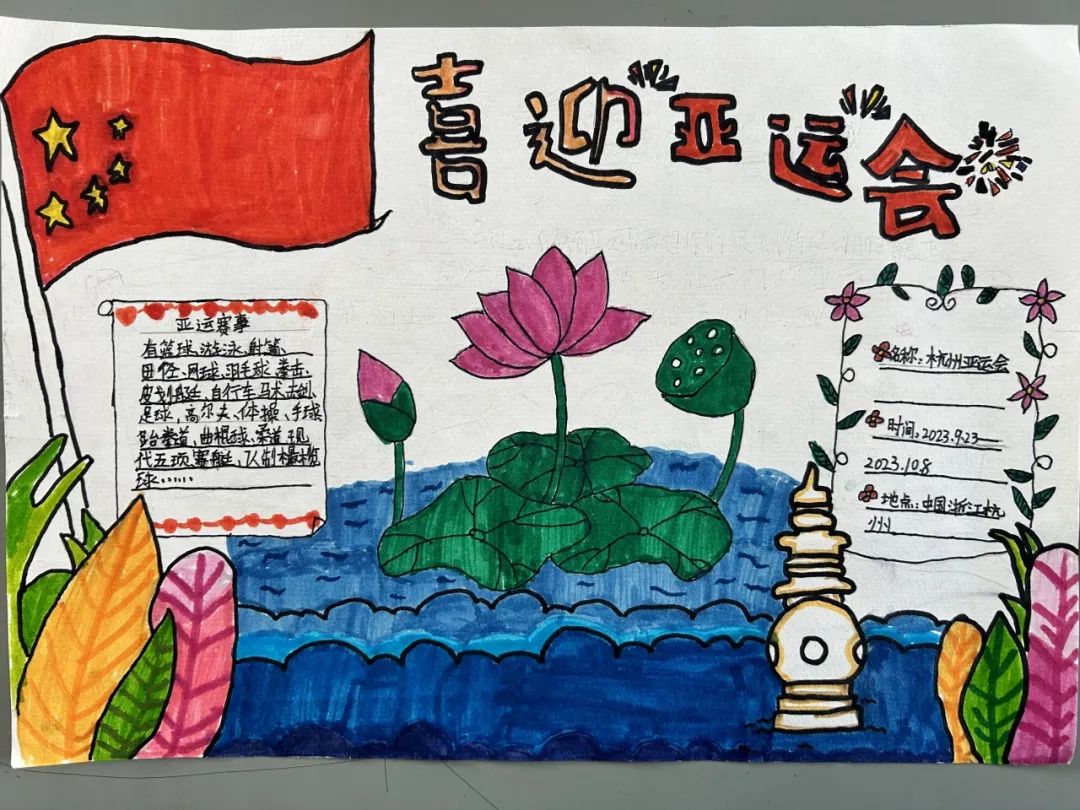 喜迎杭州亚运会小报手抄报图片三年级