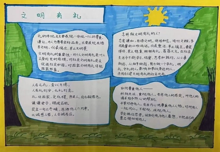 关于文明礼貌月为主题的手抄报图片