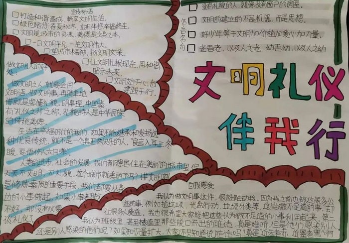 关于文明礼貌月为主题的手抄报图片