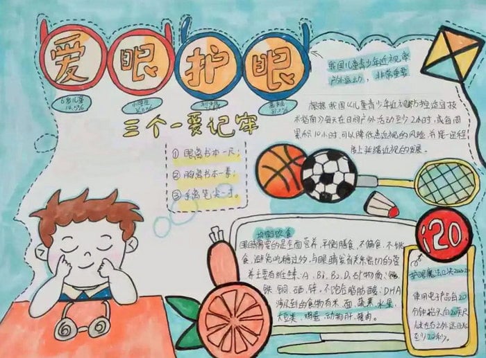 爱护眼睛防控近视手抄报图片及内容