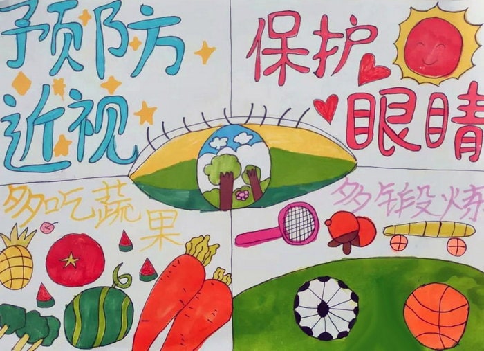 爱护眼睛防控近视手抄报图片及内容