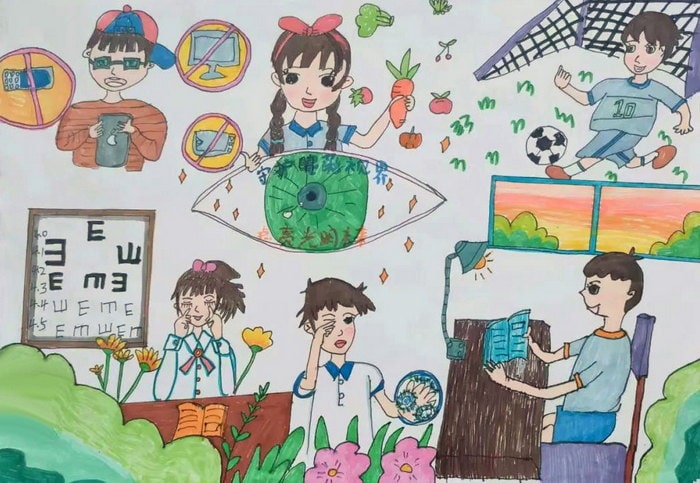 爱护眼睛防控近视手抄报图片及内容