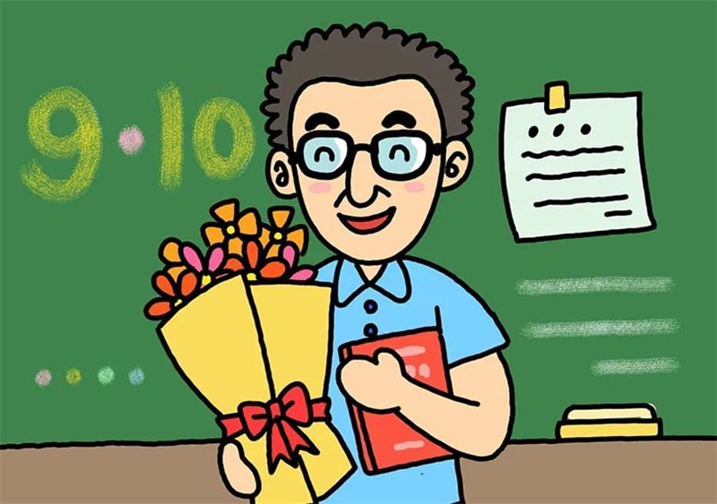 带可爱男老师的教师节贺卡图片教程
