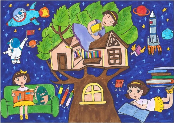 我的书屋我的梦绘画手抄报图片