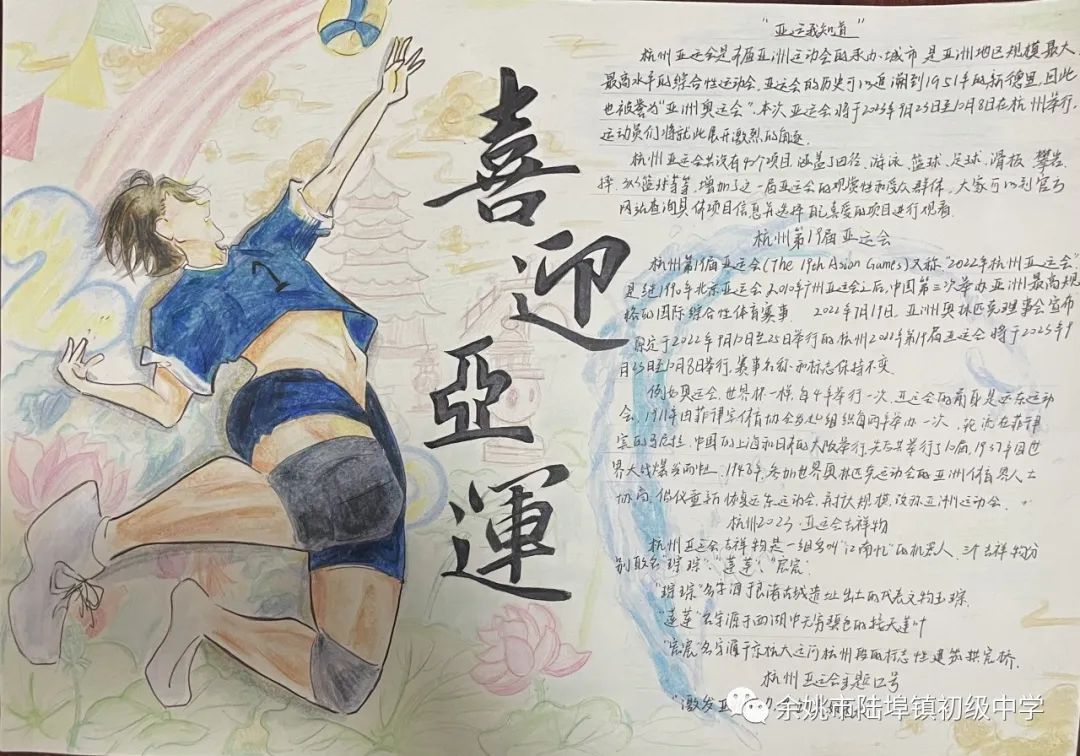 喜迎杭州亚运会手抄报图片作品