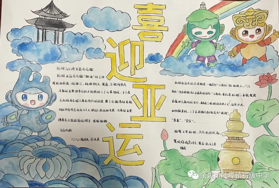 喜迎杭州亚运会手抄报图片作品