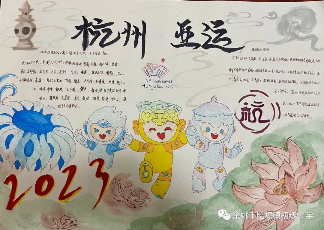 喜迎杭州亚运会手抄报图片作品