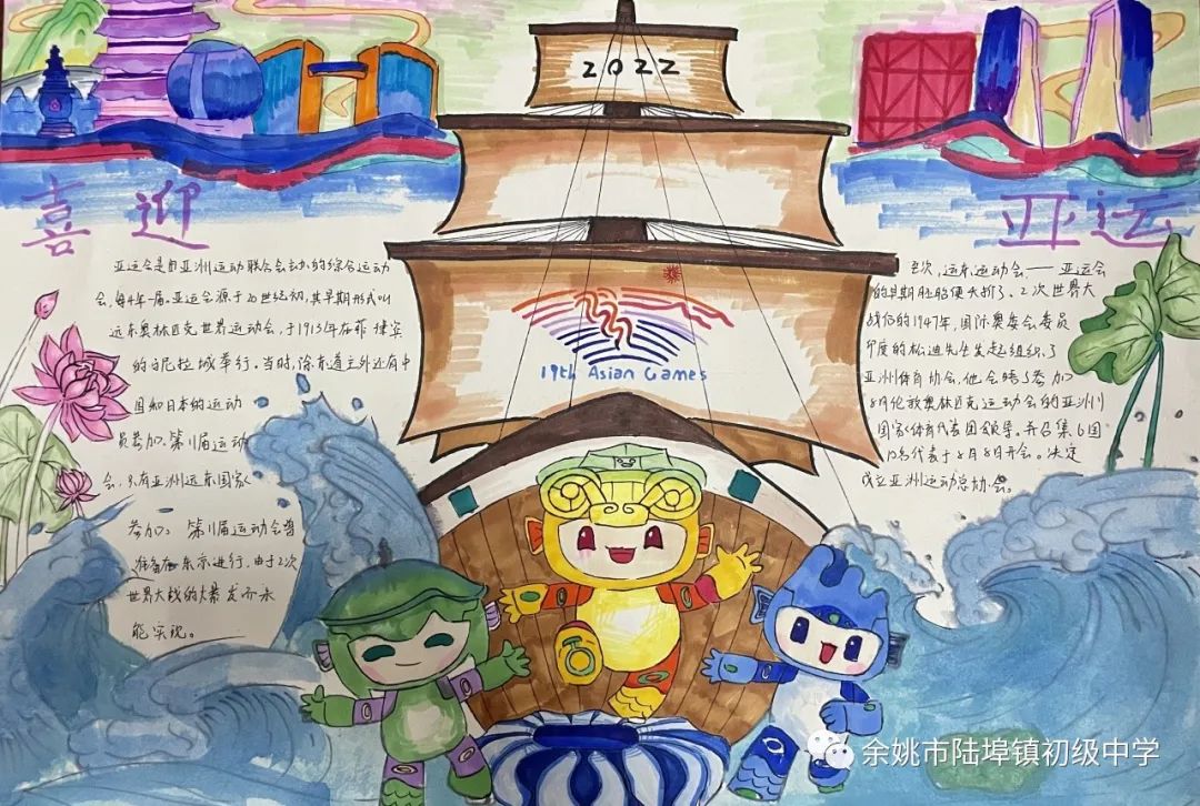 喜迎杭州亚运会手抄报图片作品