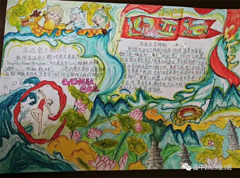 杭州亚运会手抄报图片，为体育喝彩