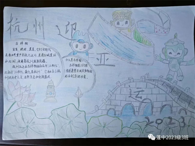 杭州亚运会手抄报图片，为体育喝彩