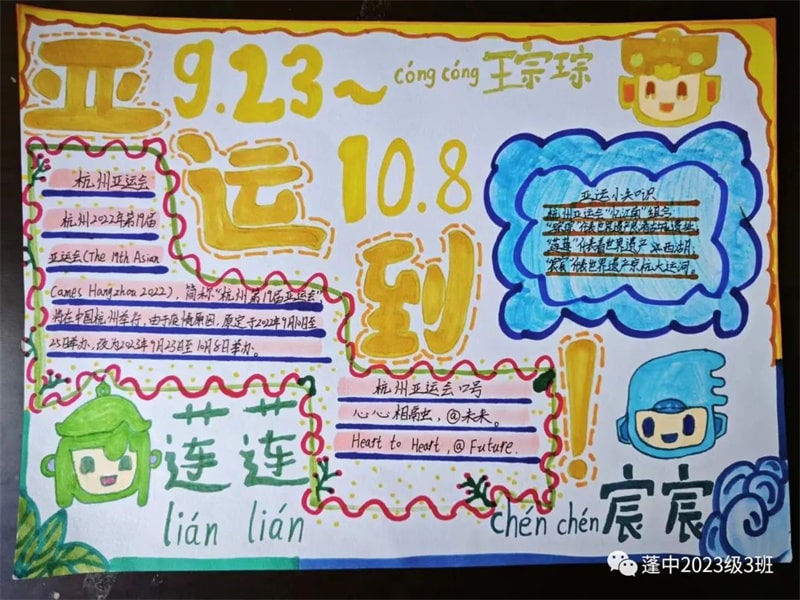 杭州亚运会手抄报图片，为体育喝彩