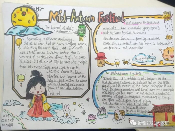 中秋节英语手抄报图片初中简单