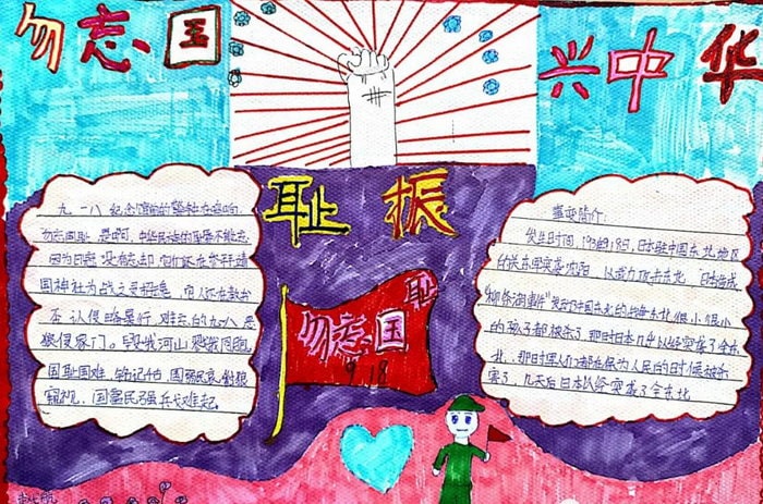 勿忘国耻九一八事变手抄报图片及内容