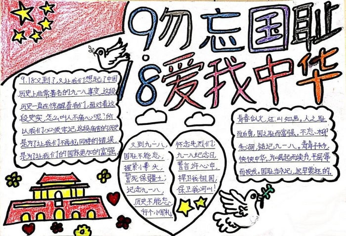 勿忘国耻九一八事变手抄报图片及内容