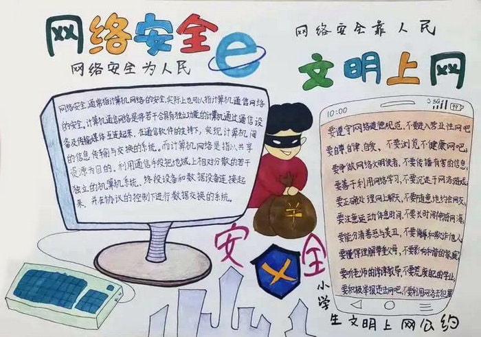 网络安全为人民网络安全靠人民手抄报图片简单漂亮