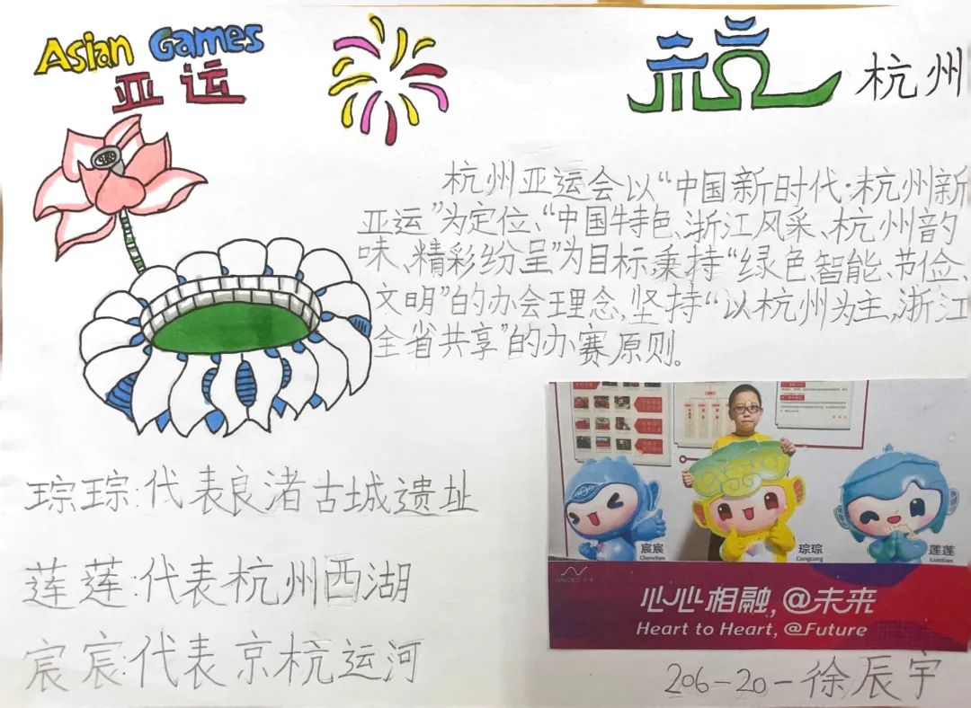 杭州亚运会明信片绘画设计图片