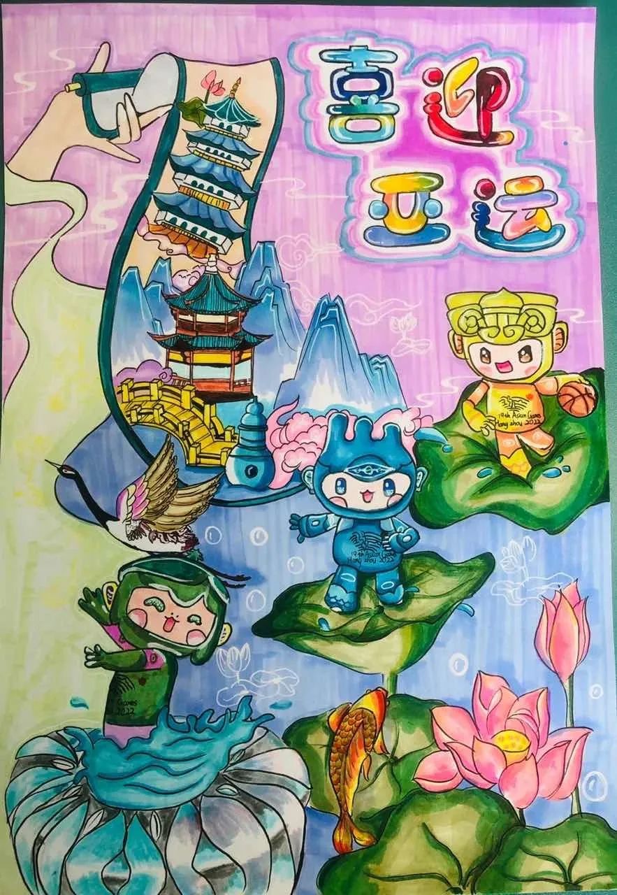 杭州亚运会手抄报绘画图片