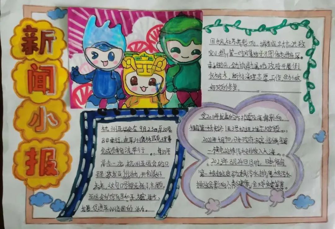杭州亚运会手抄报绘画图片
