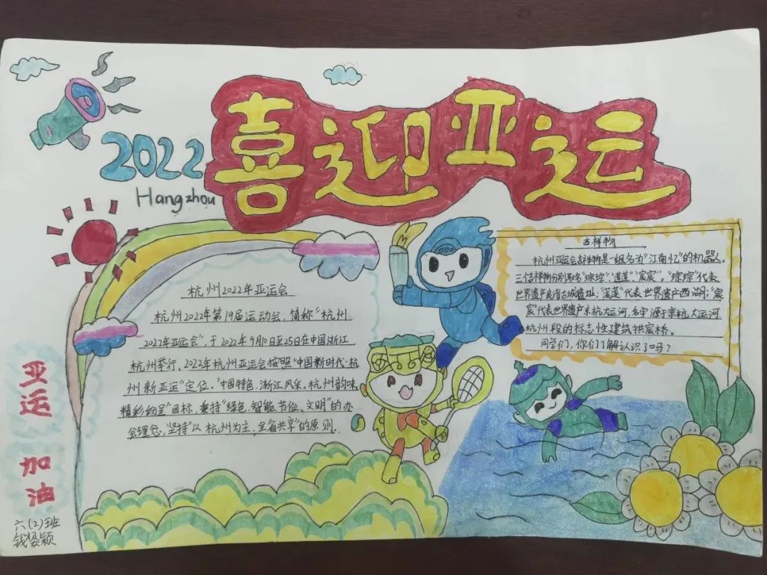 杭州亚运会手抄报绘画图片