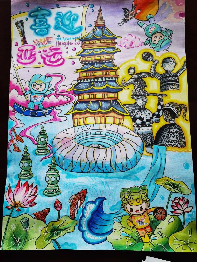 杭州亚运会手抄报绘画图片