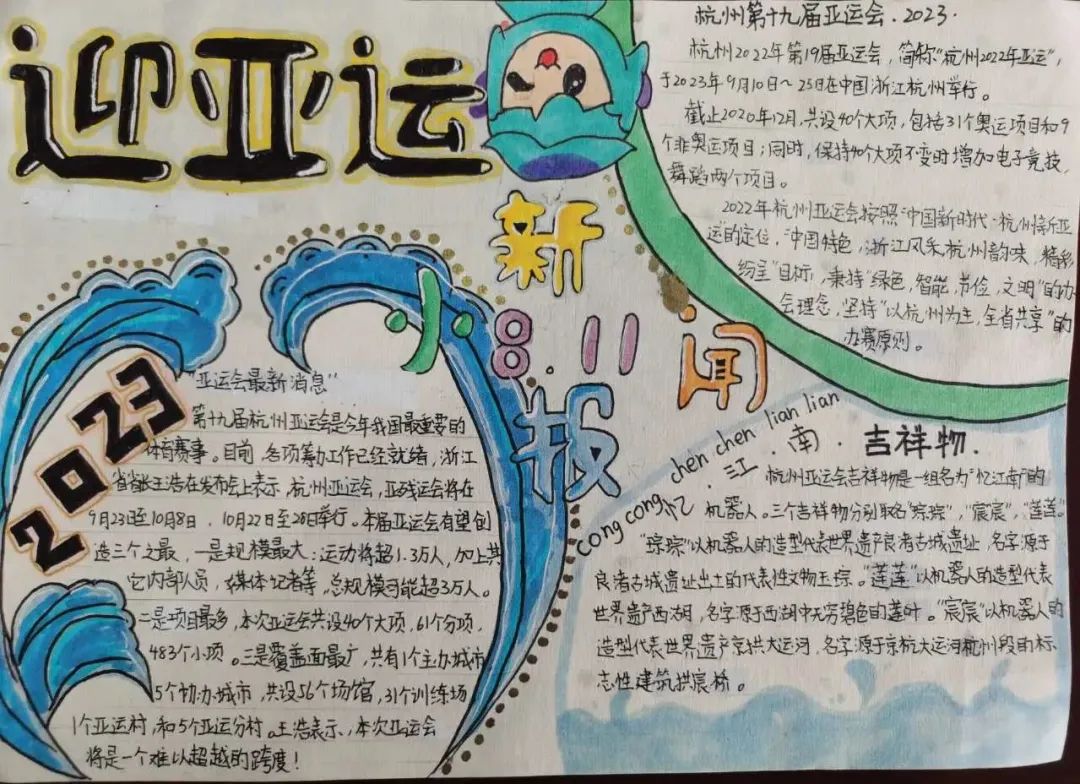 杭州亚运会手抄报绘画图片