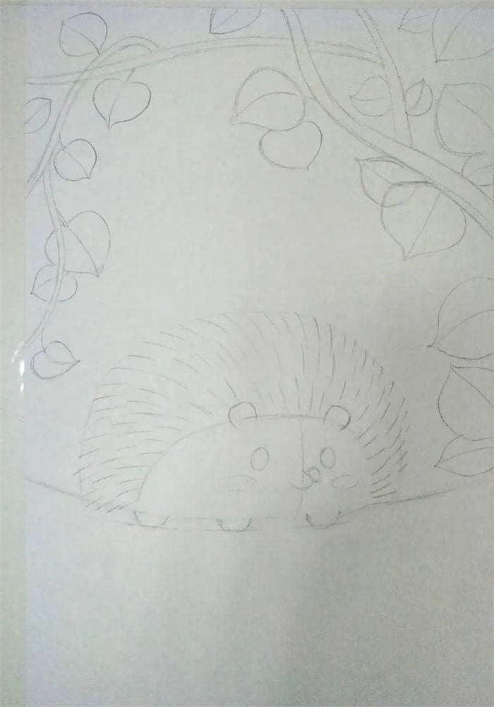 秋天主题水粉画少儿美术课程《收获满满的刺猬》