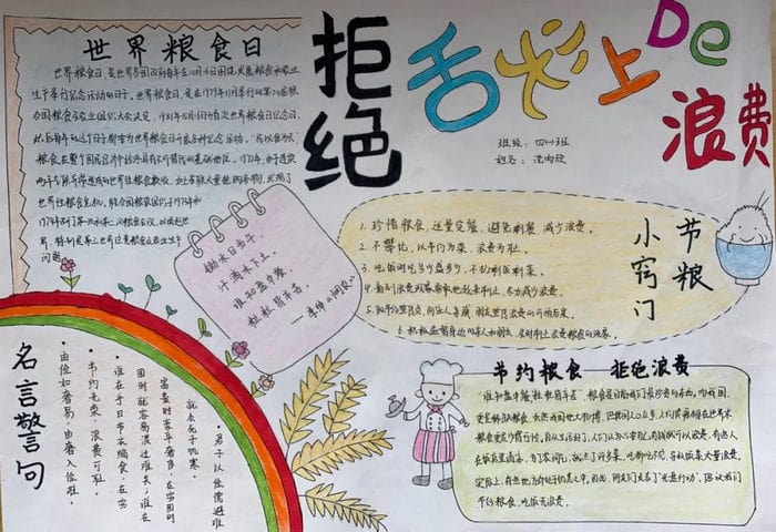 颗粒归仓我践行手抄报图片简单