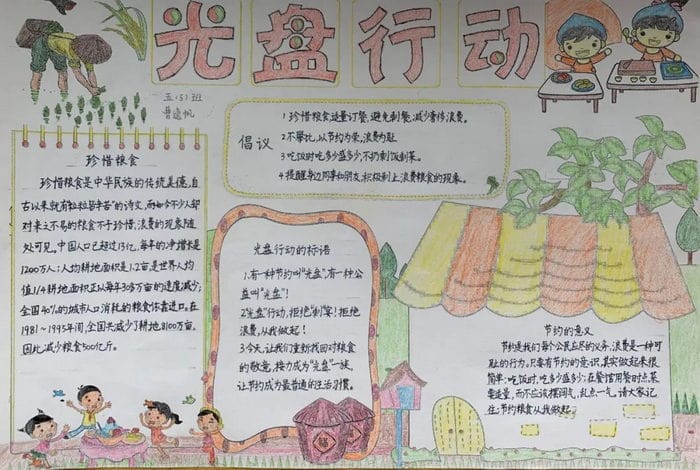 颗粒归仓我践行手抄报图片简单