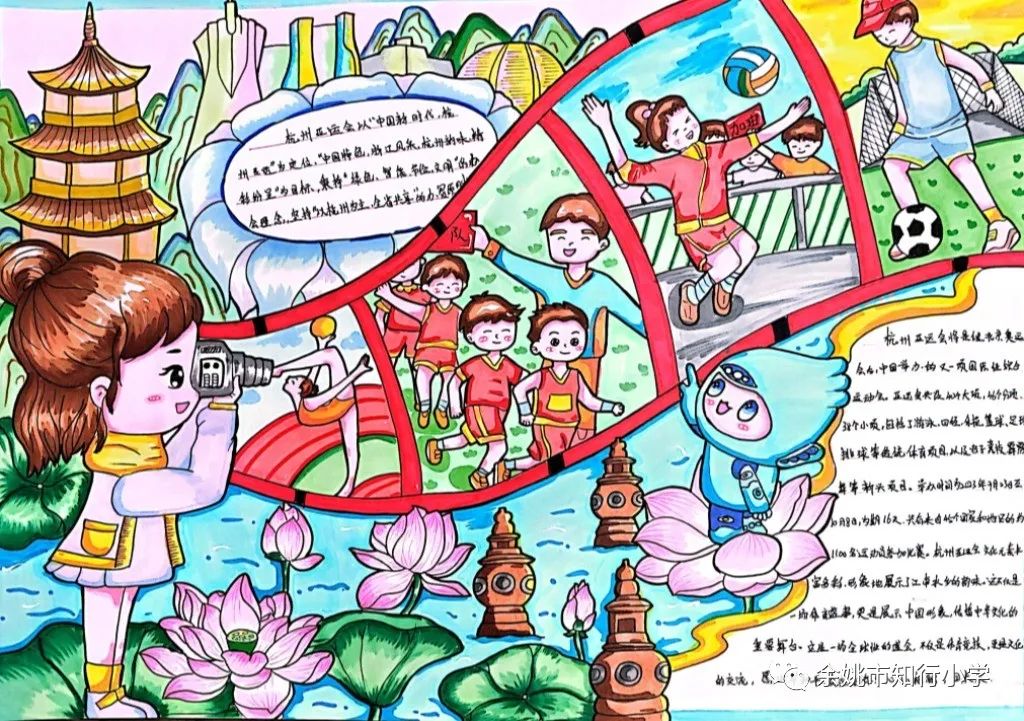 童心向党 喜迎亚运 杭州亚运会手抄报图片