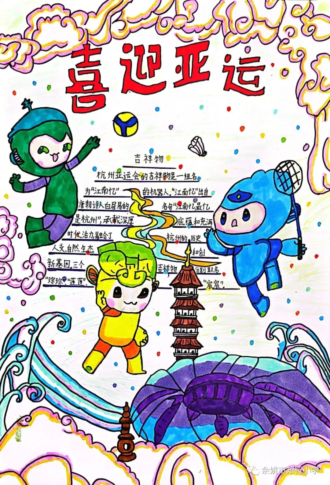 童心向党 喜迎亚运 杭州亚运会手抄报图片