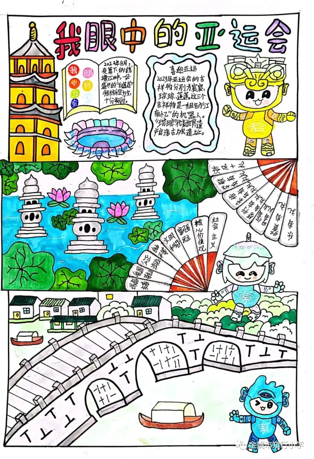 童心向党 喜迎亚运 杭州亚运会手抄报图片