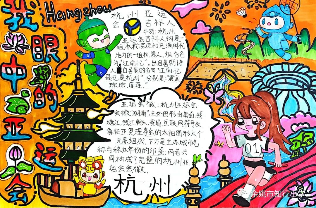 童心向党 喜迎亚运 杭州亚运会手抄报图片